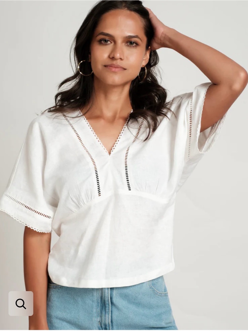 Adrianna Papell Ivory Lace Trim Blouse Size M Nwt